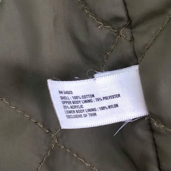 GAP Military Utility Green Quilted Sherpa Lined Jacket with Hood Size Small